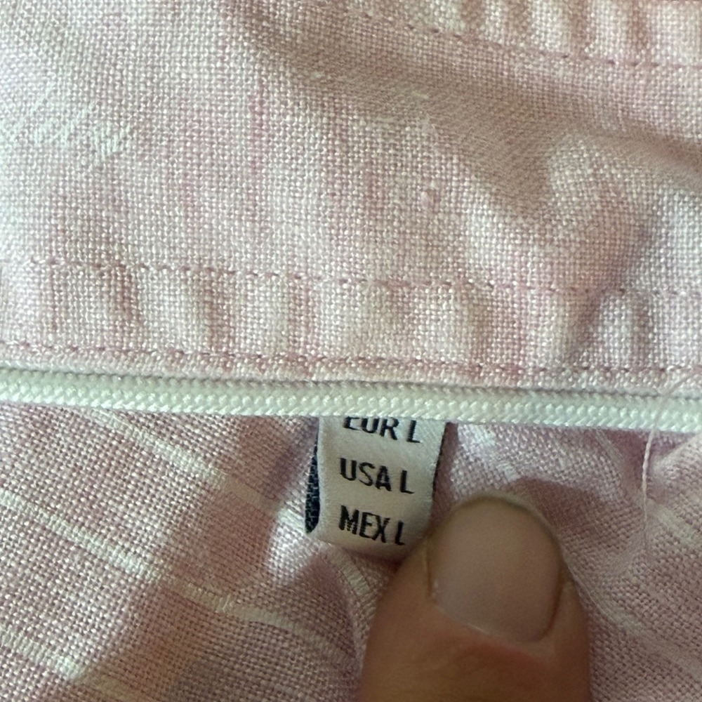 Porter & Ash Mens L 100% Linen Shirt Pink Short Sleeve Button Up Beach Vacation - Picture 11 of 16